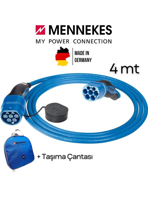 Mennekes Elektrikli Araç Şarj Kablosu 22KW Tip2 4mt - Görsel 2