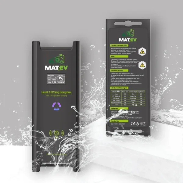 MatEV Şarj MZ-AC 7.4kW -11kW-22kW Taşınabilir 5M Kablolu Şarj İstasyonu - Görsel 2
