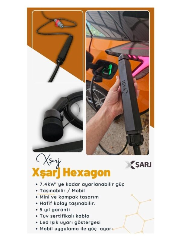 Xsarj 7 Kw Taşınabilir Type-2 AC Şarj İstasyonu 5 mt+ Dönüştürücü - Görsel 2