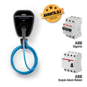 Bmw Wallbox 22kW Elektrikli Gen 4 Araç Kablolu Şarj İstasyonu +Abb Basıc 3X40 Amper Sigorta +40 Amper Kaçak Akım Rolesi