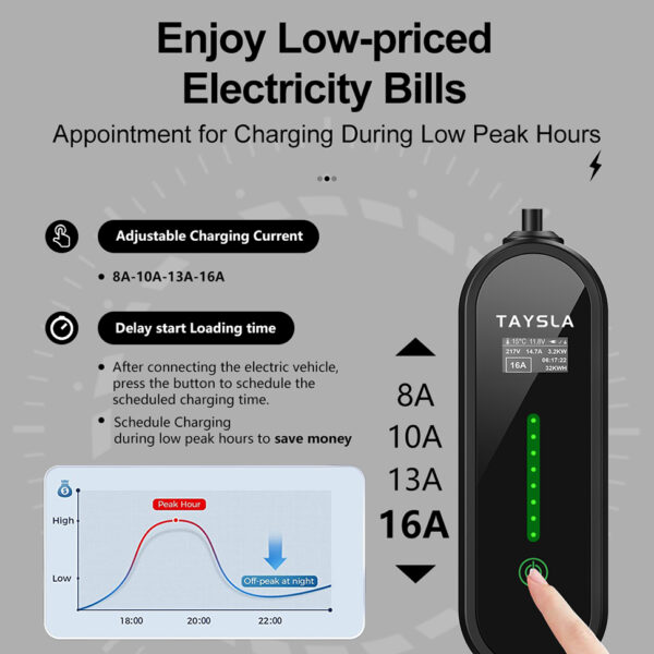 Taysla 3.5 kW 16A Ev Tipi Bireysel Taşınabilir Elektrikli Araç Şarj İstasyonu - Görsel 2