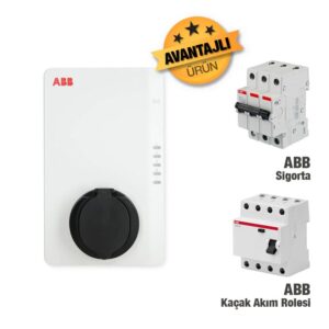 Terra Ac 22 kW Duvar Tipi Elektrikli Kablosuz Araç Şarj Ünitesi+Abb Basıc 3X40 Amper Sigorta +40 Amper Kaçak Akım Rolesi